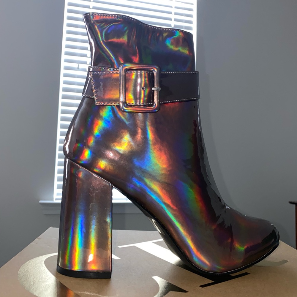 Gray Heel Ankle Boots